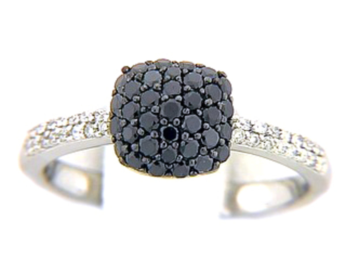 BLACK & WHITE DIAMOND RING, 14KW (R/H), D=0.67