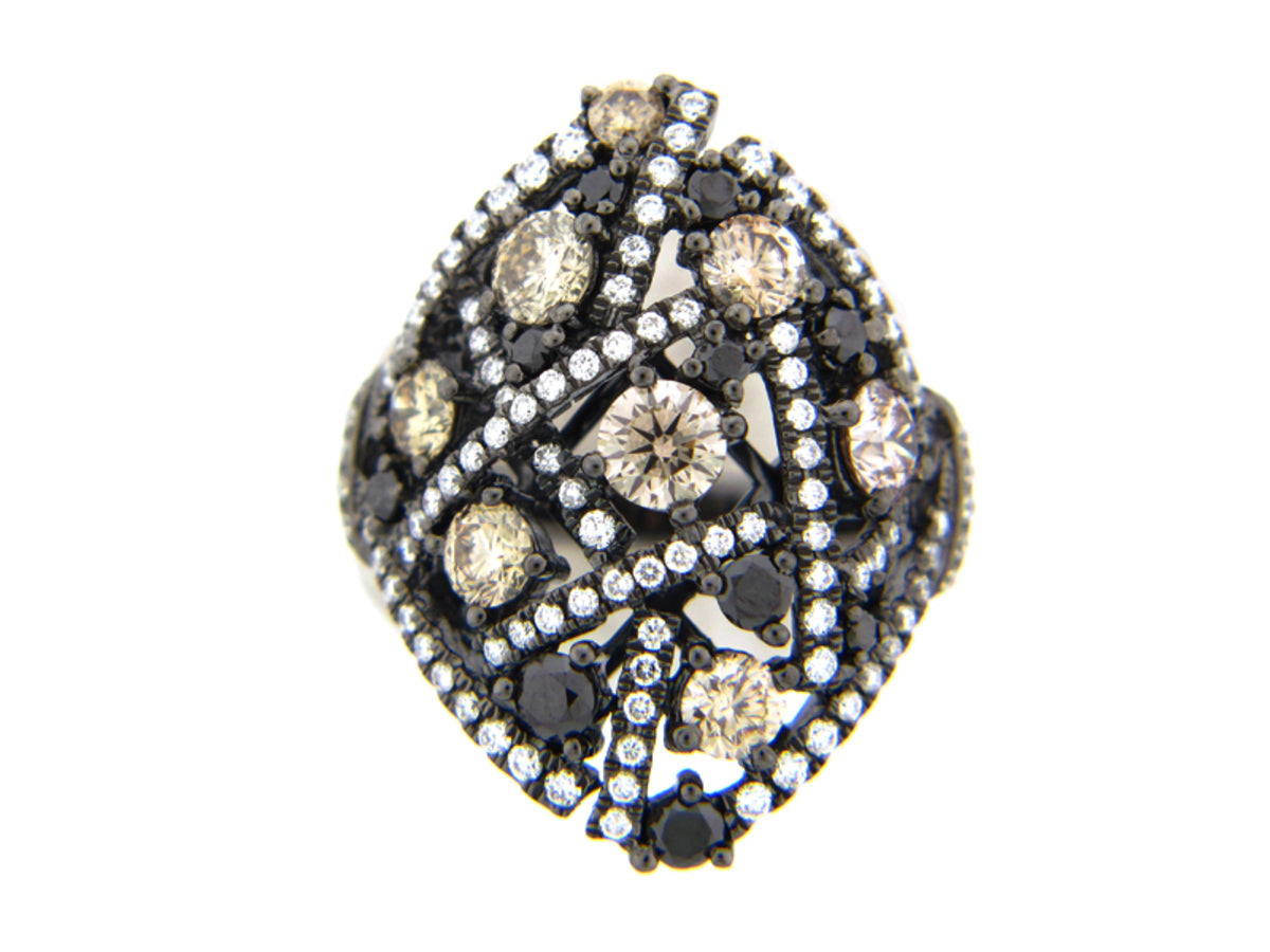 BLACK, BROWN & WHITE DIAMOND RING