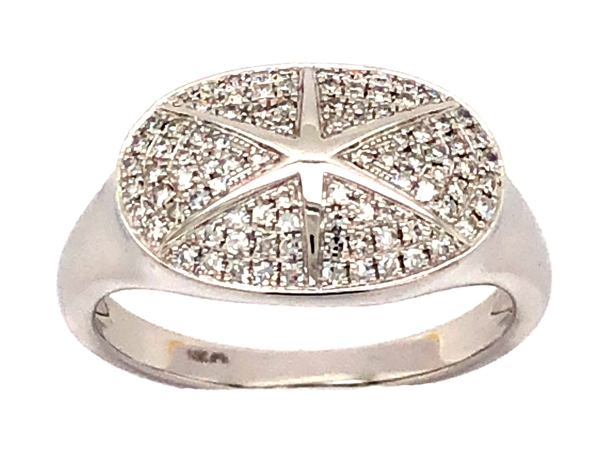 DIAMOND SIGNET STAR RING, 14KW (N)
