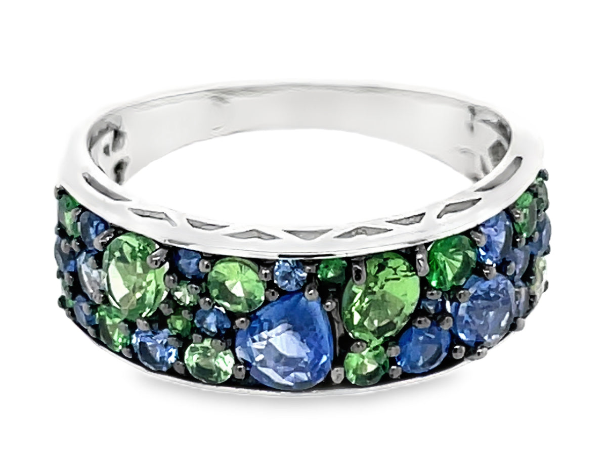 BLUE SAPPHIRE & TSAVORITE MIX RING