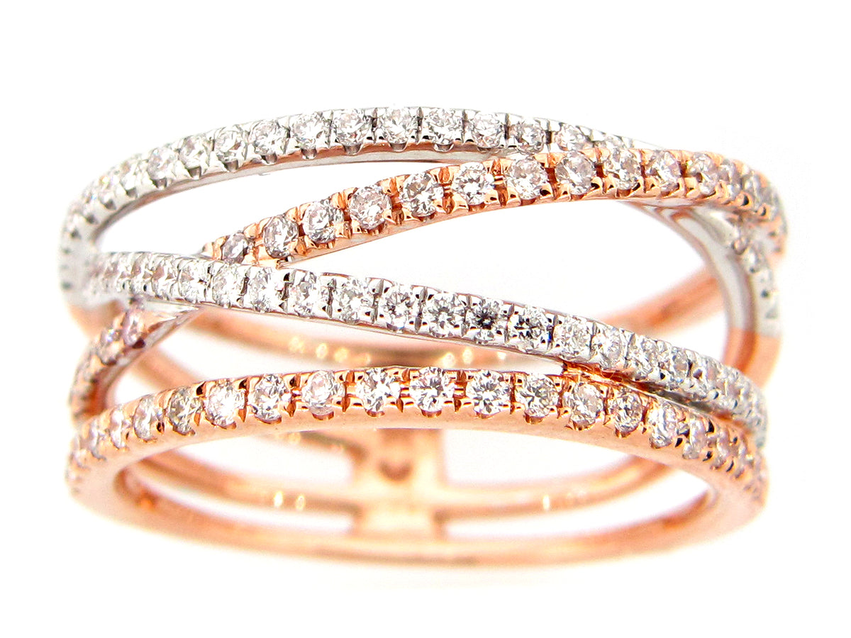 DIAMOND RING,WHITE RHODIUMED TWO STRANDS