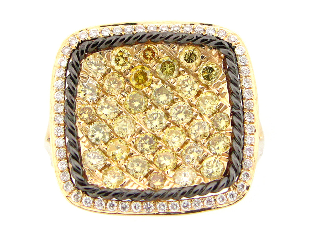 YELLOW & WHITE DIAMOND RING, 14KY (N)