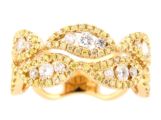 YELLOW & WHITE DIAMOND RING, 18KY (N)