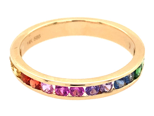 1 ROW RAINBOW SAPPHIRE & TSAVORITE RING