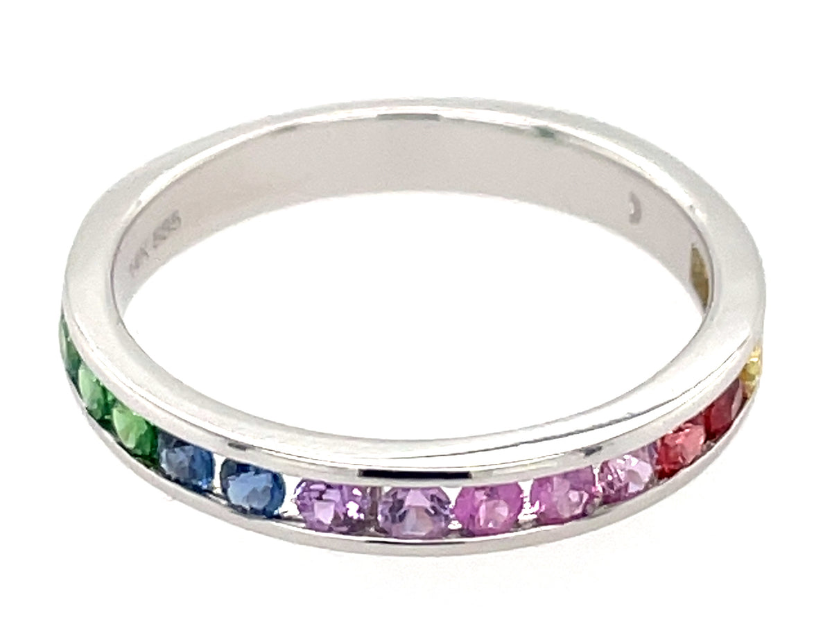 1 ROW RAINBOW SAPPHIRE & TSAVORITE RING