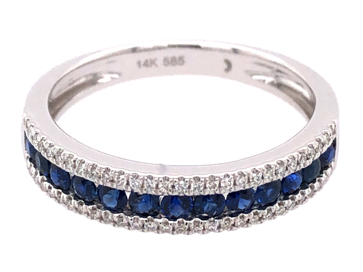 SAPPHIRE ROUNDS & DIAMOND CHANNEL RING