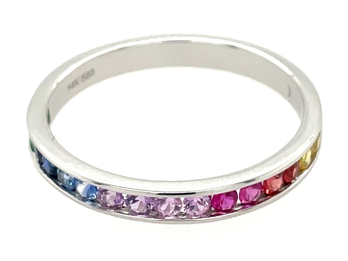 RAINBOW SAPPHIRE, RUBY & TSAVORITE RING