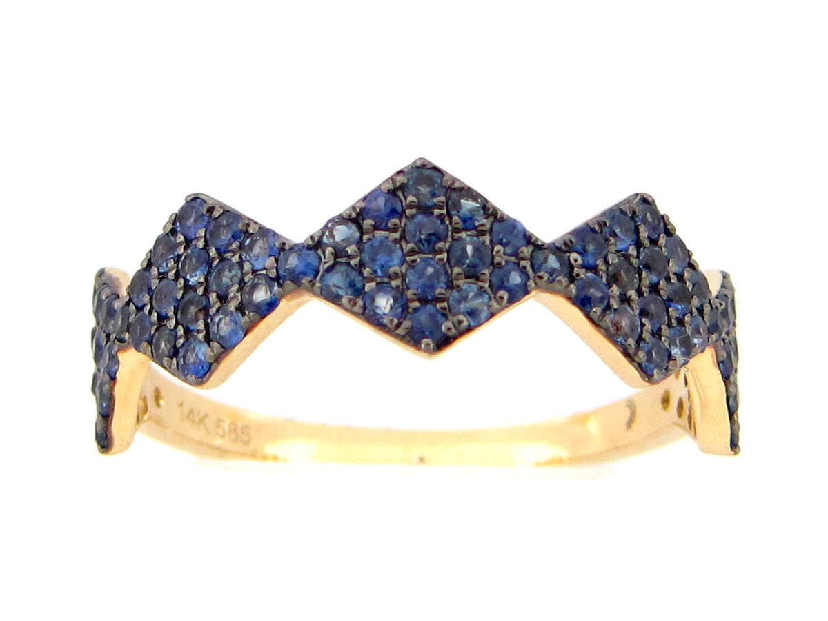 SAPPHIRE PAVE DIAMOND SHAPE RING