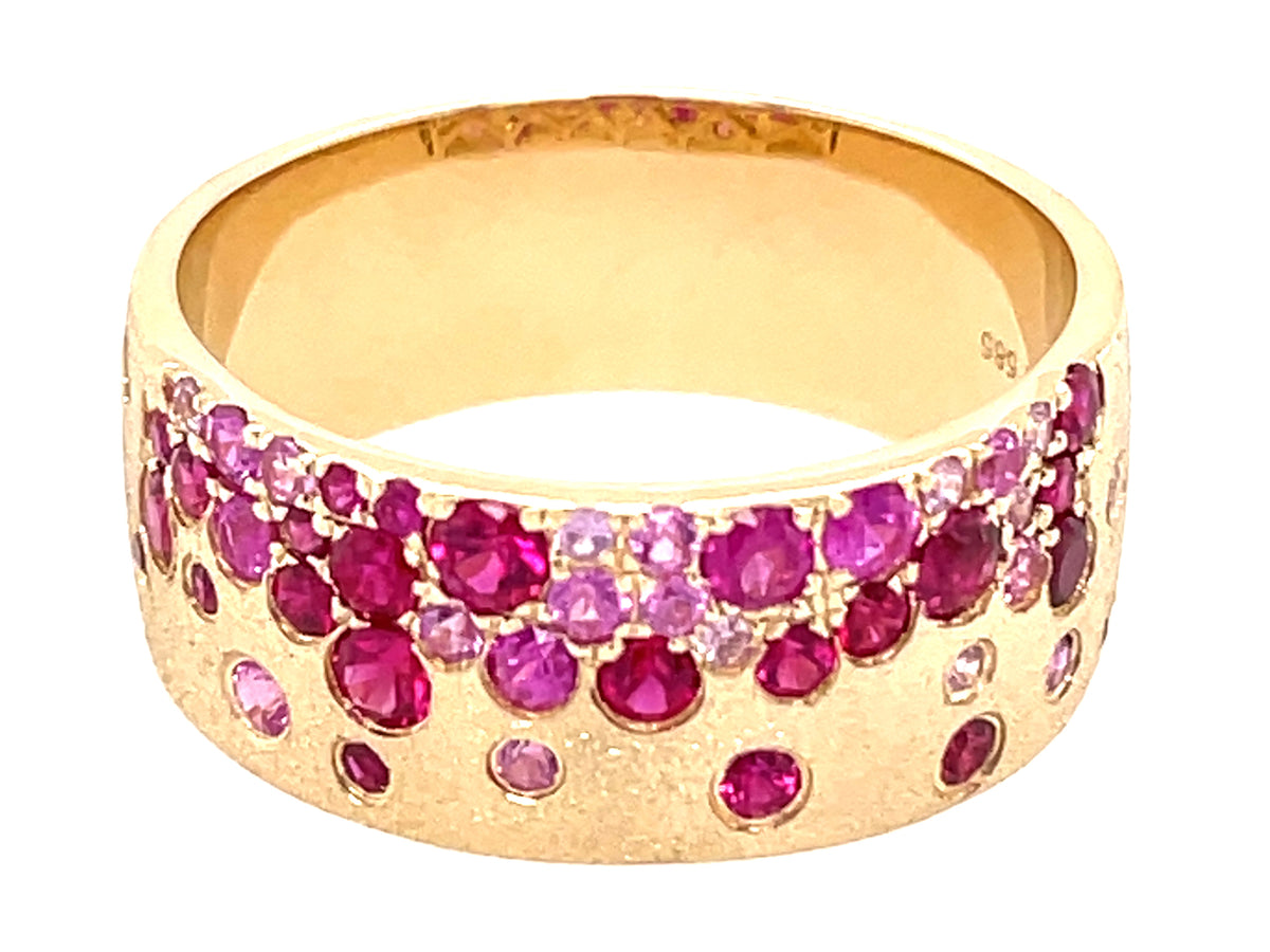 MIX RUBY SHADES FLUSH SET CIGAR BAND 8.7MM RING