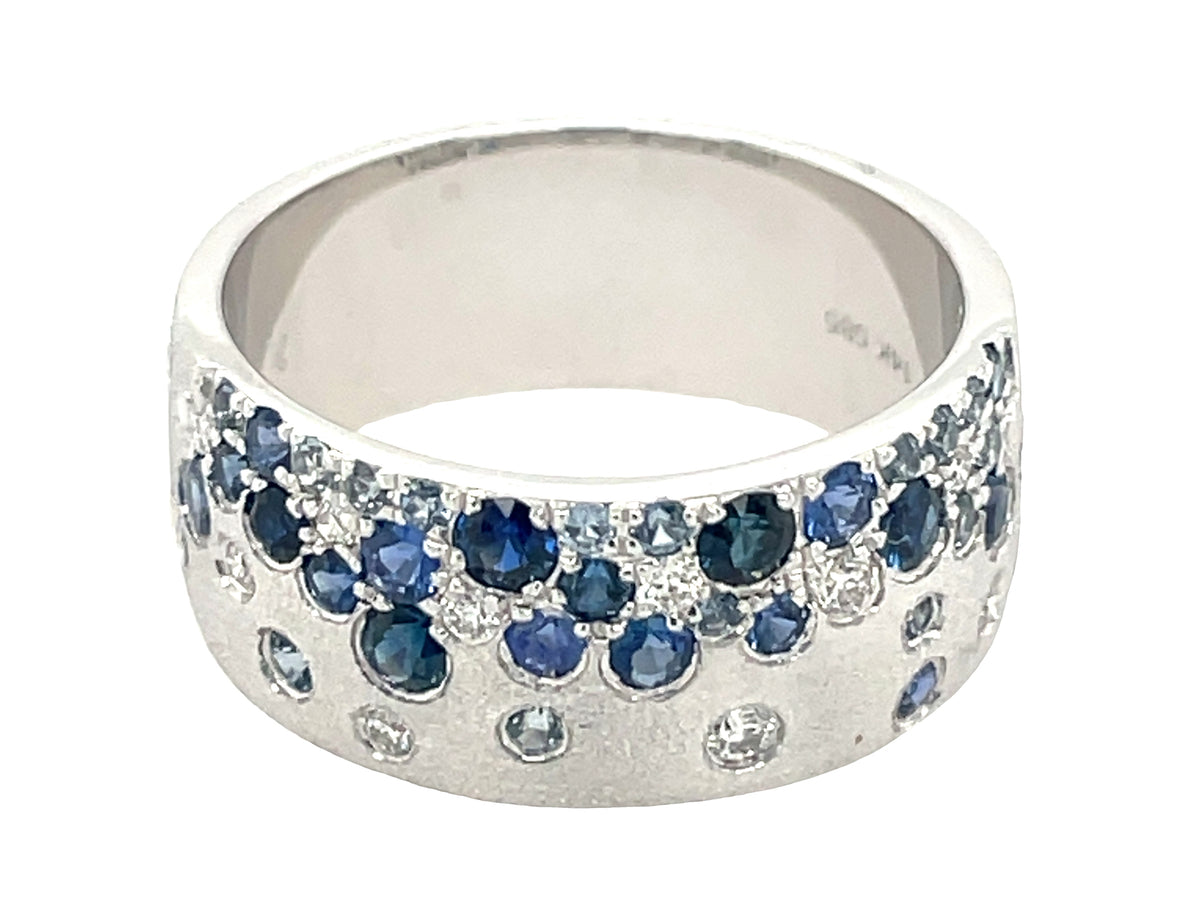 SAPPHIRE & DIAMOND MIX FLUSH SET CIGAR BAND
