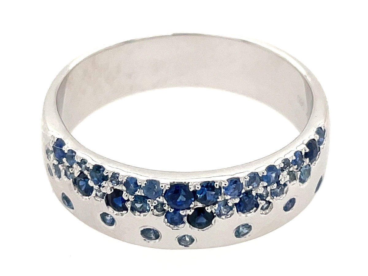 SAPPHIRE MIX BLUE FLUSH SET RING, 5.75MM, 14KW (H)