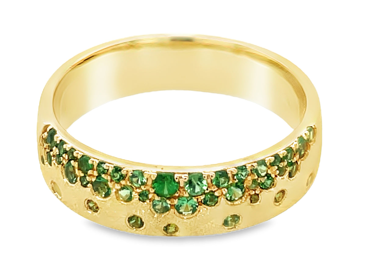 TSAVORITE FLUSH SET RING, 5.75MM, SATIN FINISH