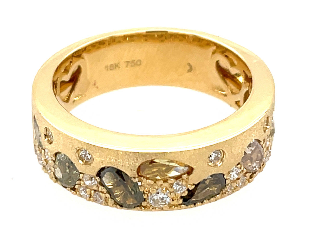 NATURAL FANCY COLOR & WHITE DIAMOND RING, 6.3 MM, SATIN FINISH