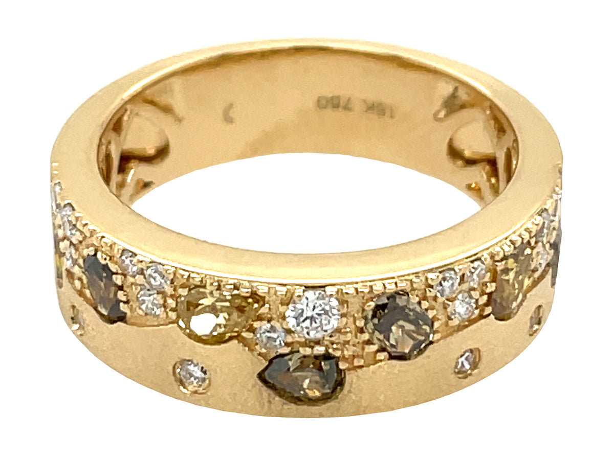 NATURAL FANCY COLOR & WHITE DIAMOND RING, 6.3 MM, SATIN FINISH