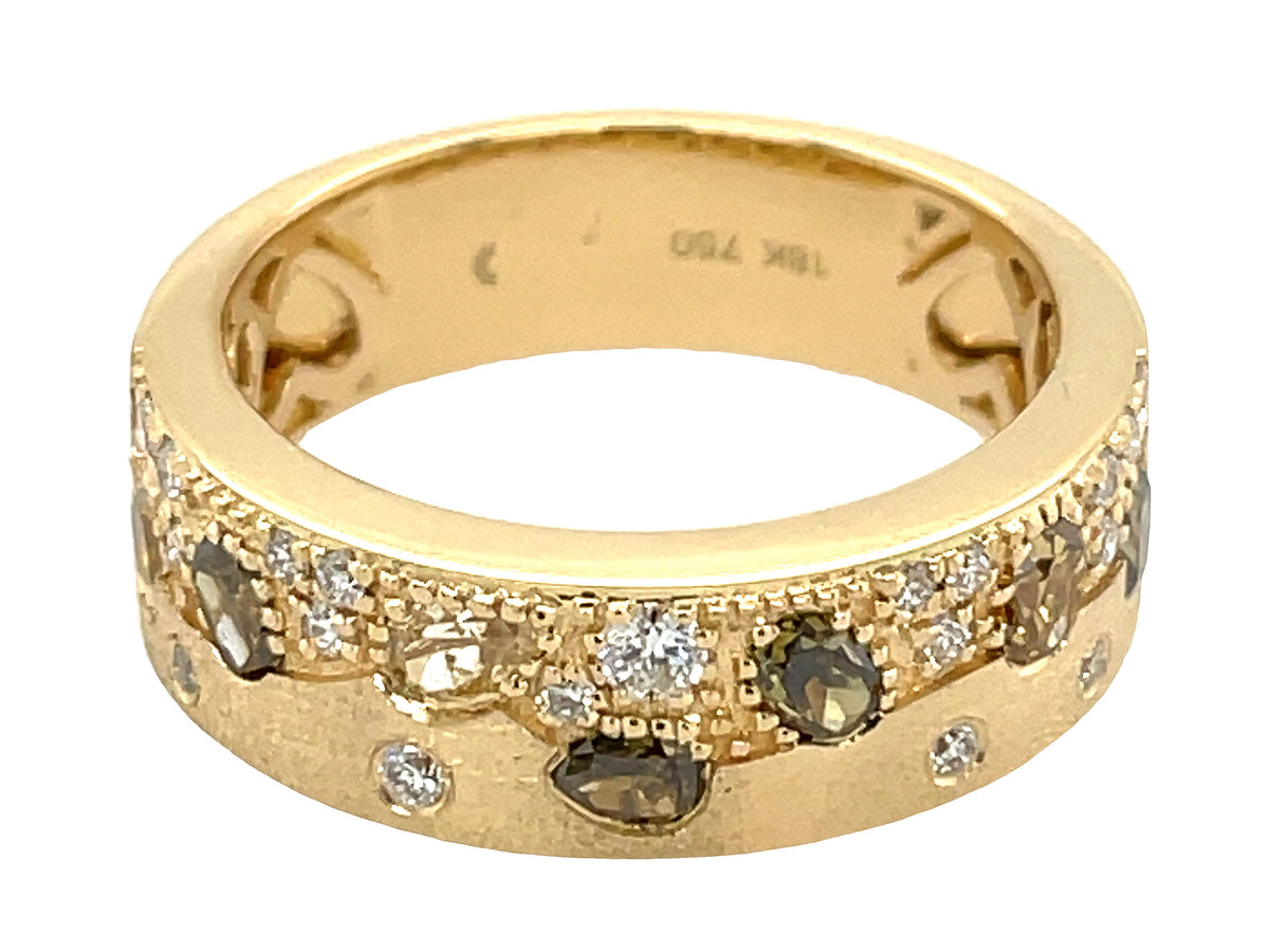 NATURAL FANCY COLOR & WHITE DIAMOND RING, 6.3 MM, SATIN FINISH