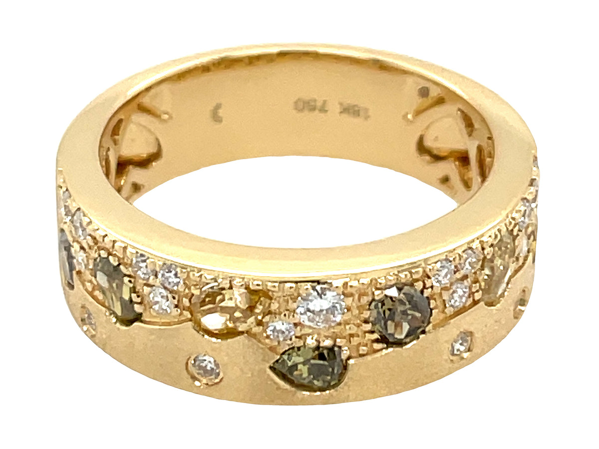 NATURAL FANCY COLOR & WHITE DIAMOND RING, 6.3 MM, SATIN FINISH