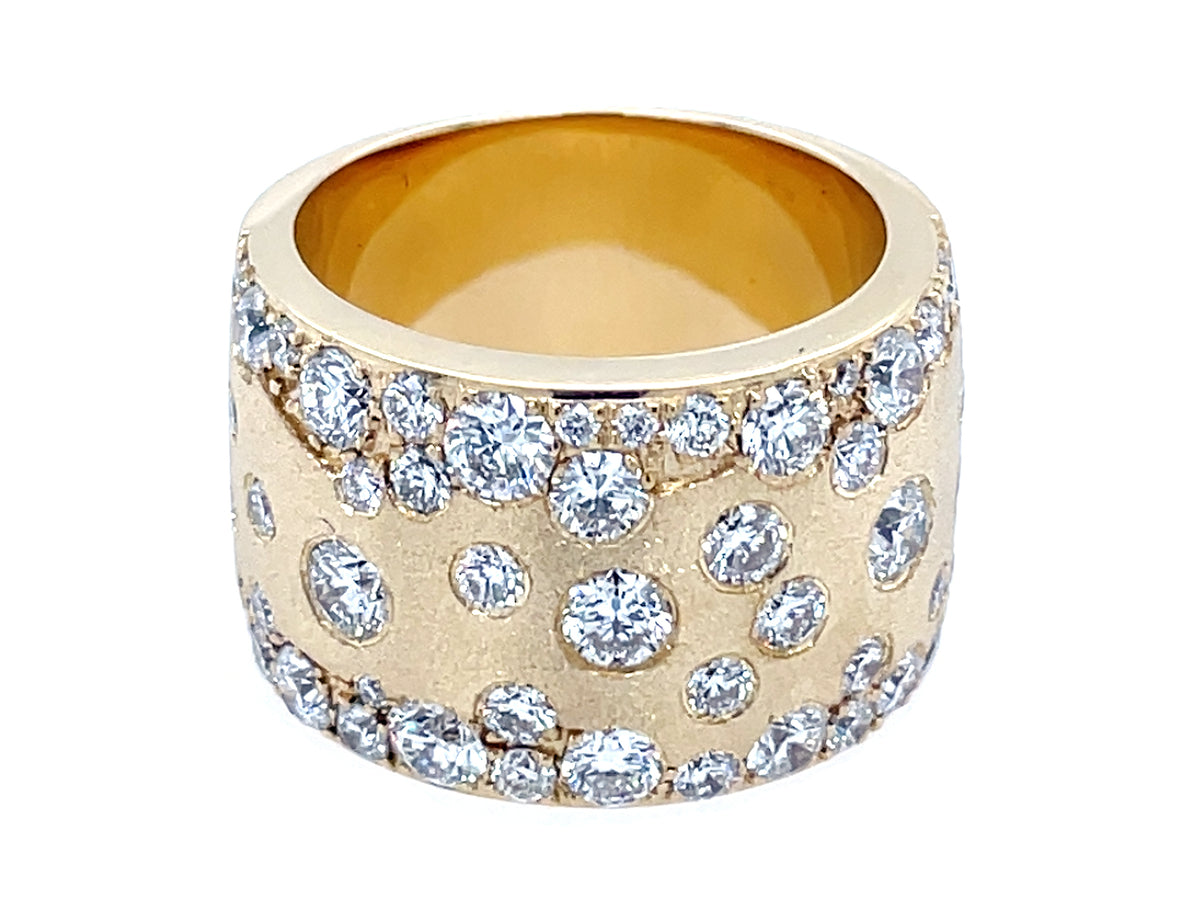 DIAMOND FLUSH SET WIDE CONFETTI RING, 14MM