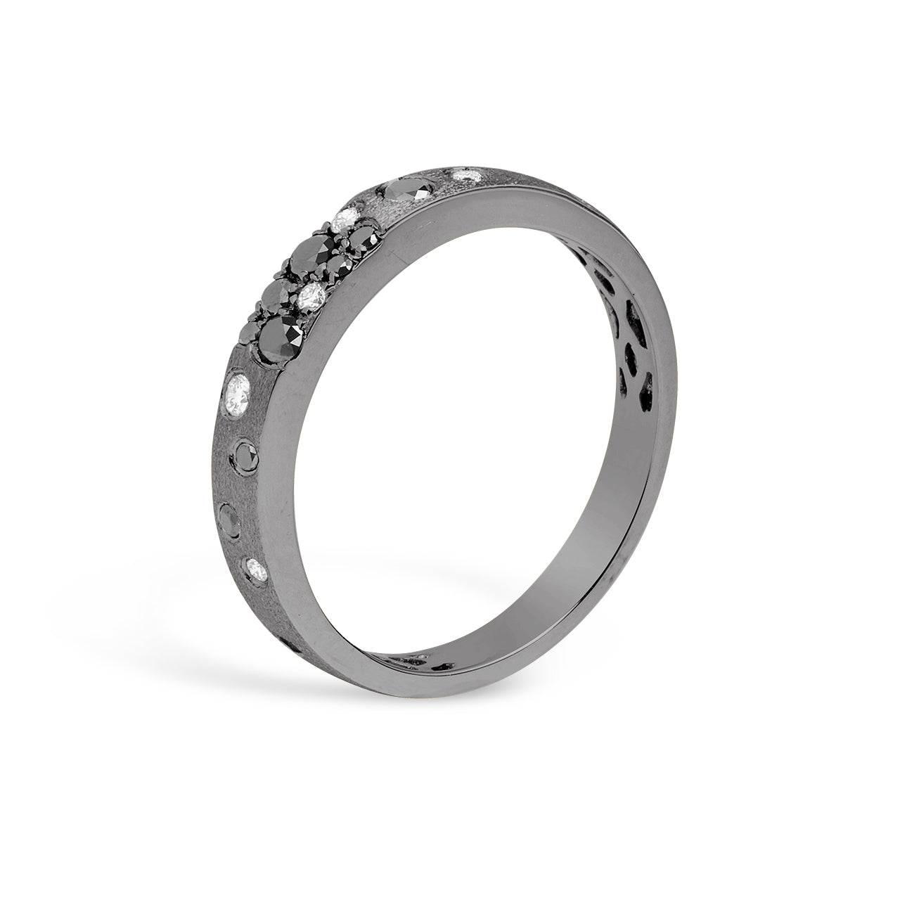 Black & White Diamond Confetti Stackable Band