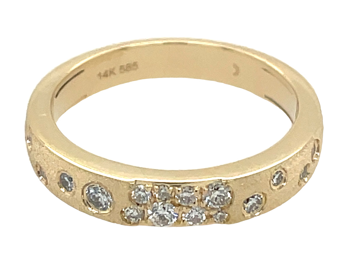 DIAMOND NARROW FLUSH SET RING, 3.1MM, CLOSED BACK JACKET, SATIN FINISH, 14KY (N)