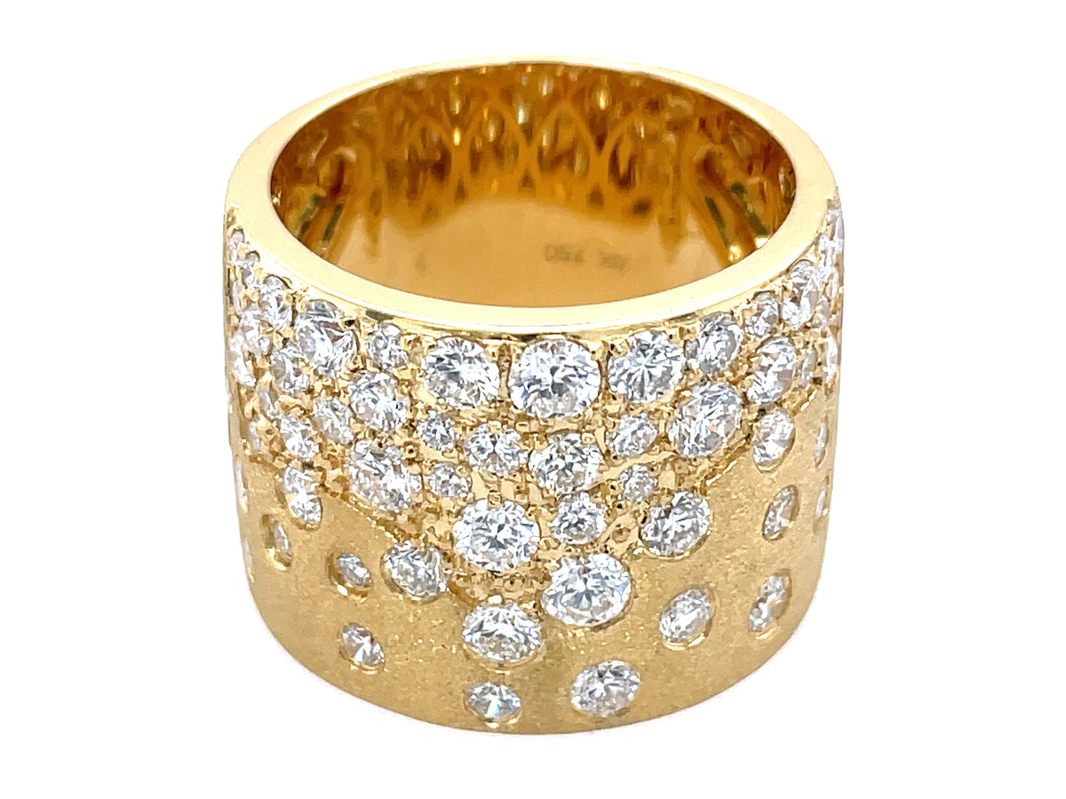 DIAMOND FLUSH SET WIDE CONFETTI RING