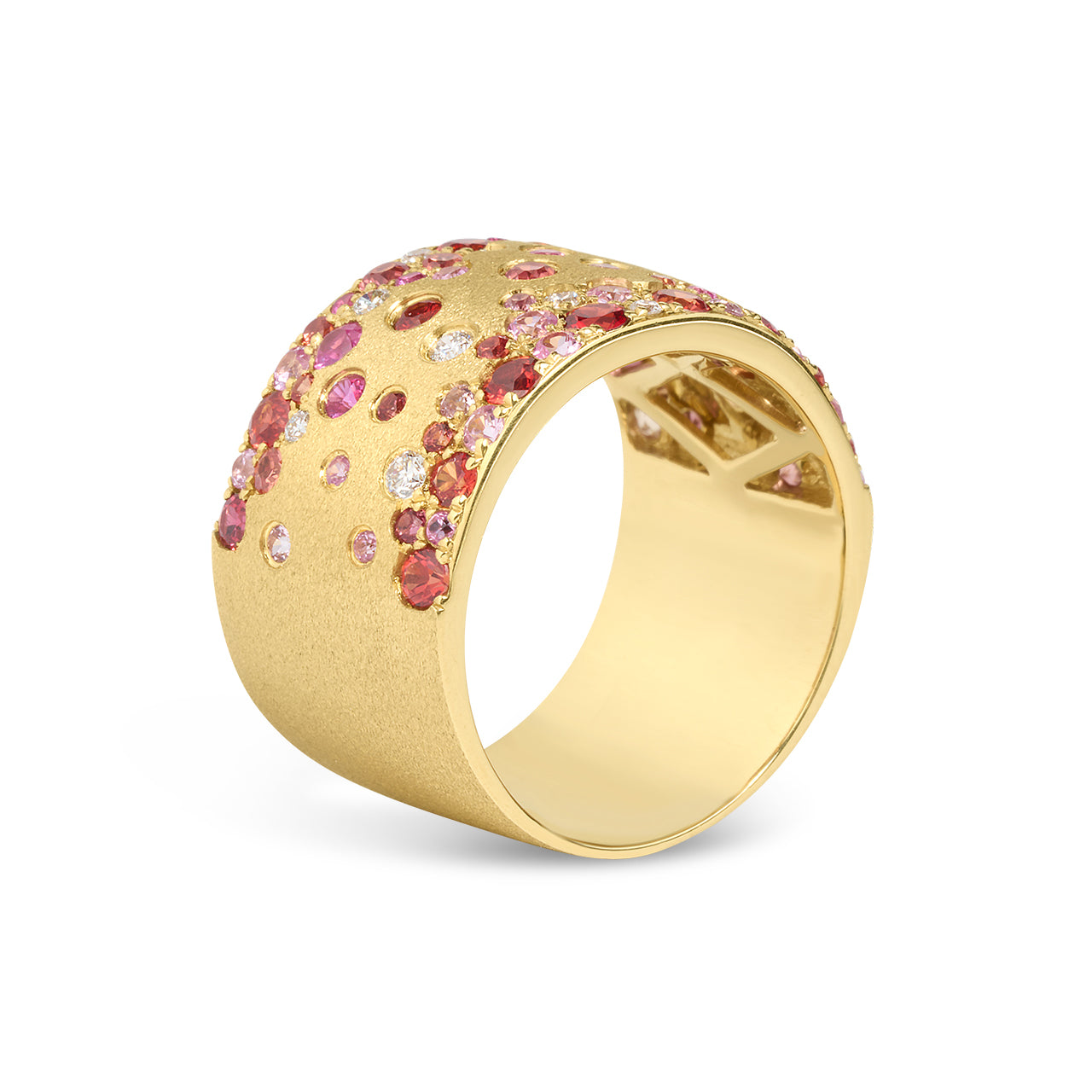 Pink Orange Sapphire & Diamond Confetti Duet Band