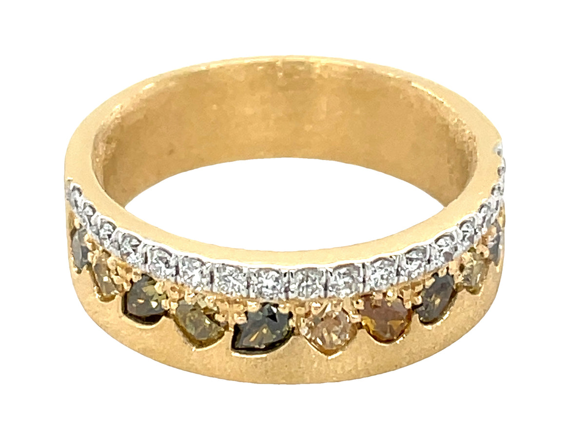 NATURAL FANCY COLOR & WHITE DIAMOND RING, 6MM, SATIN FINISH