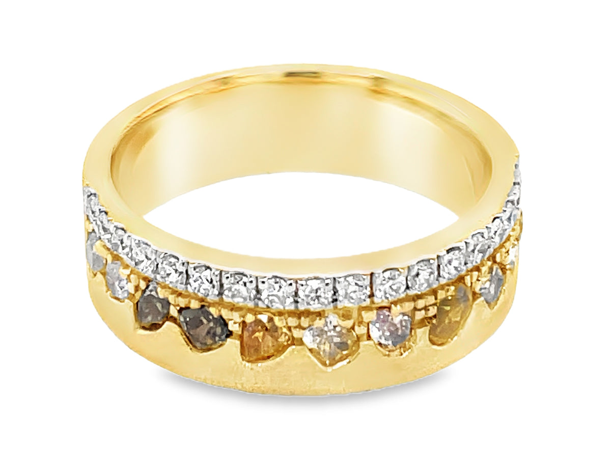 NATURAL FANCY COLOR & WHITE DIAMOND RING, 6MM, SATIN FINISH