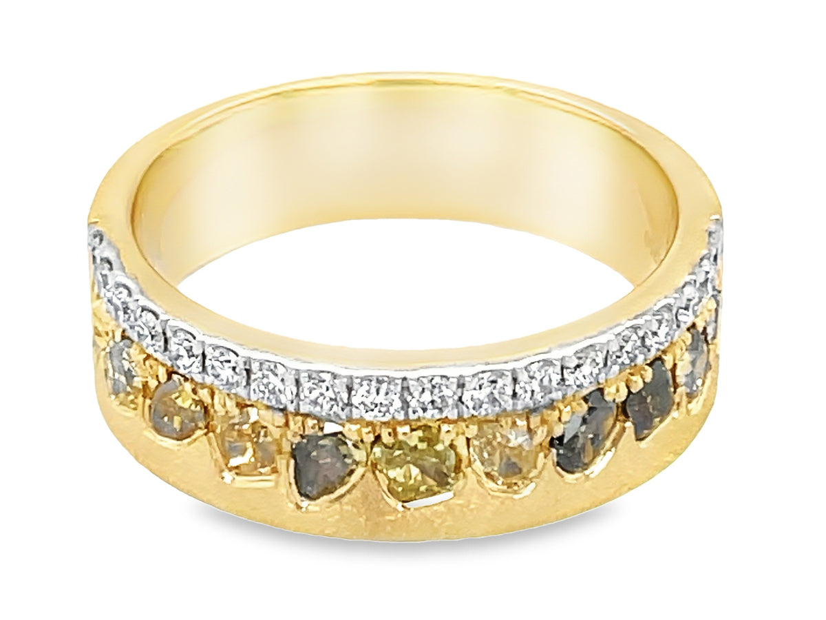 NATURAL FANCY COLOR & WHITE DIAMOND RING, 6MM, SATIN FINISH