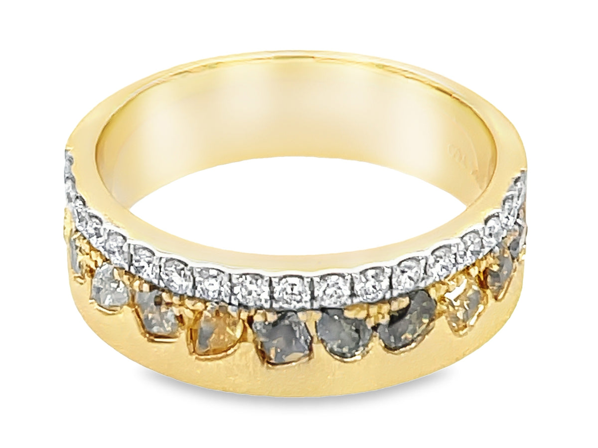NATURAL FANCY COLOR & WHITE DIAMOND RING, 6MM, SATIN FINISH