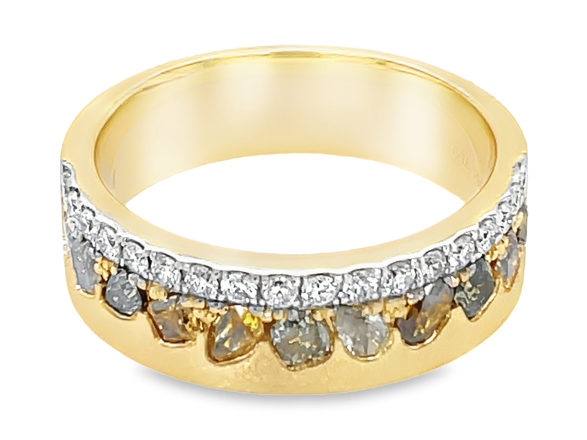 NATURAL FANCY COLOR & WHITE DIAMOND RING, 6MM, SATIN FINISH
