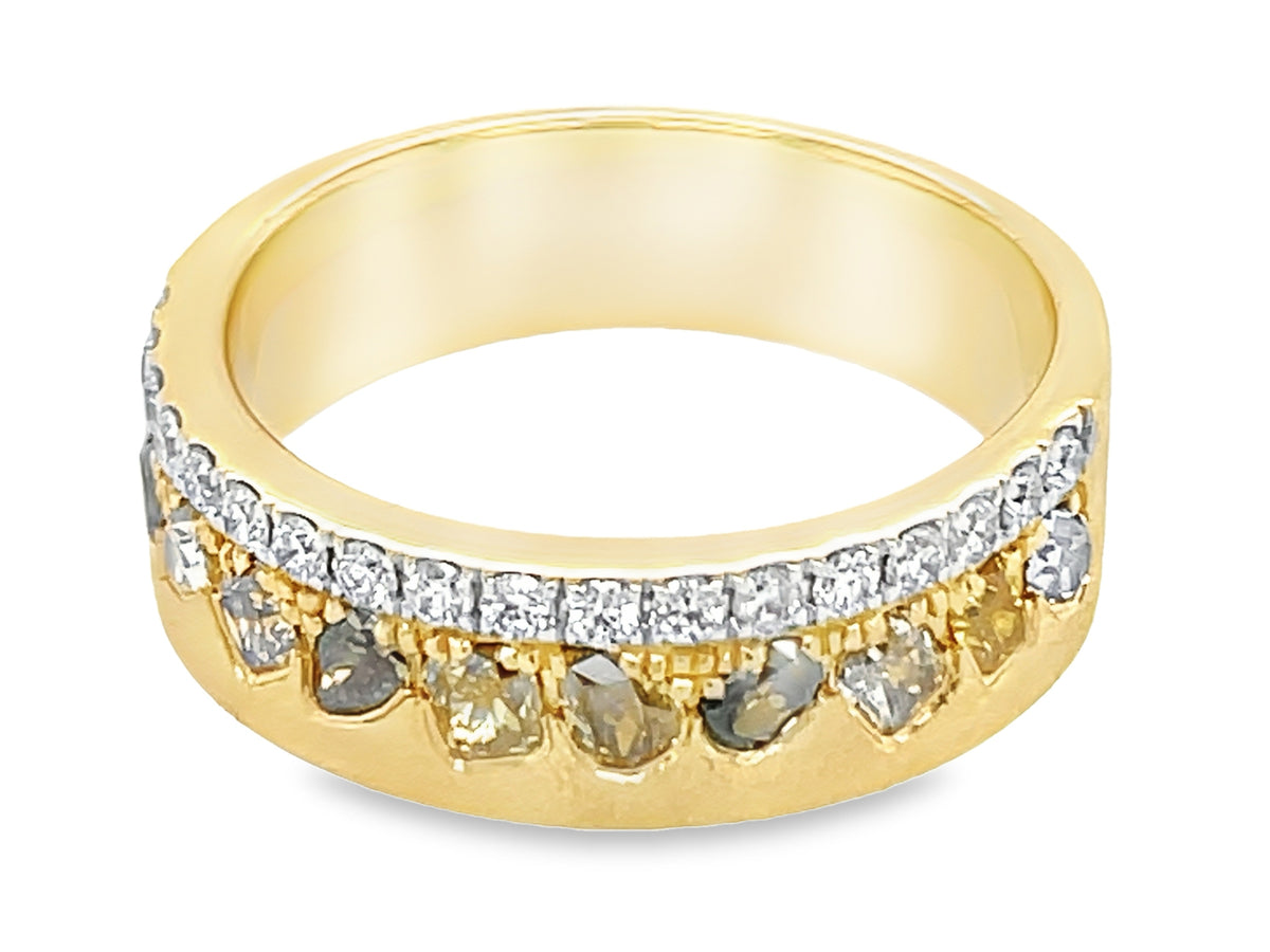 NATURAL FANCY COLOR & WHITE DIAMOND RING, 6MM, SATIN FINISH