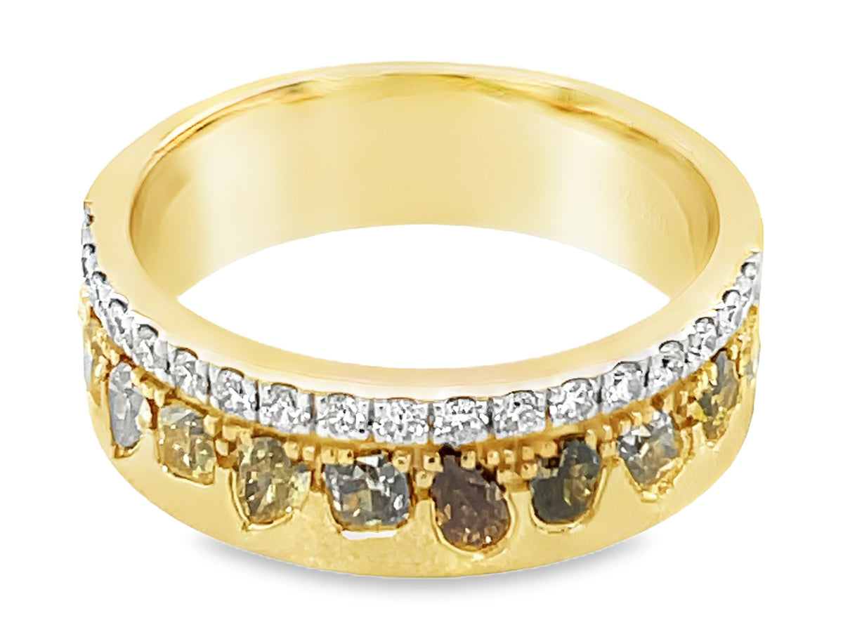 NATURAL FANCY COLOR & WHITE DIAMOND RING, 6MM, SATIN FINISH