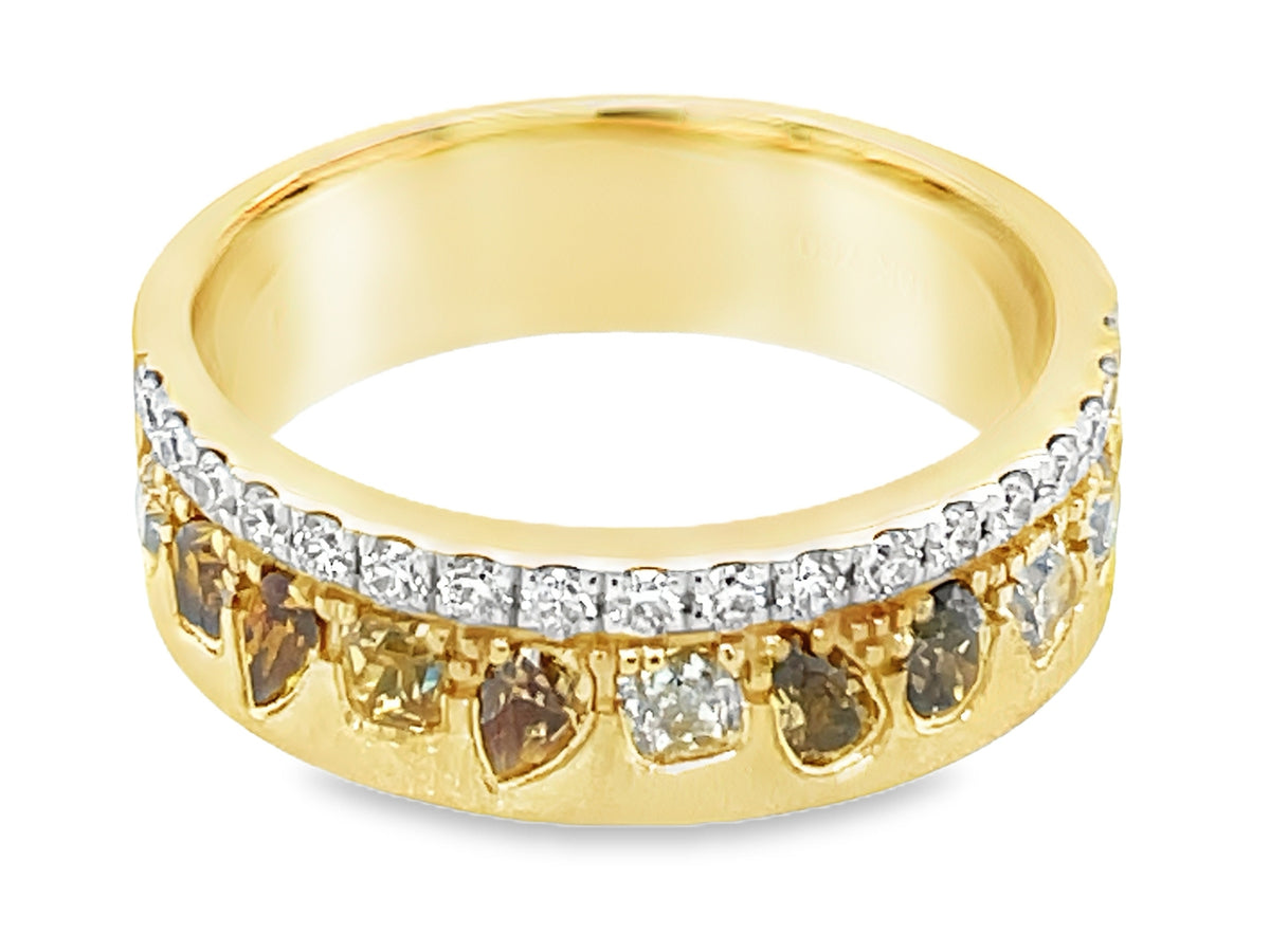 NATURAL FANCY COLOR & WHITE DIAMOND RING, 6MM, SATIN FINISH