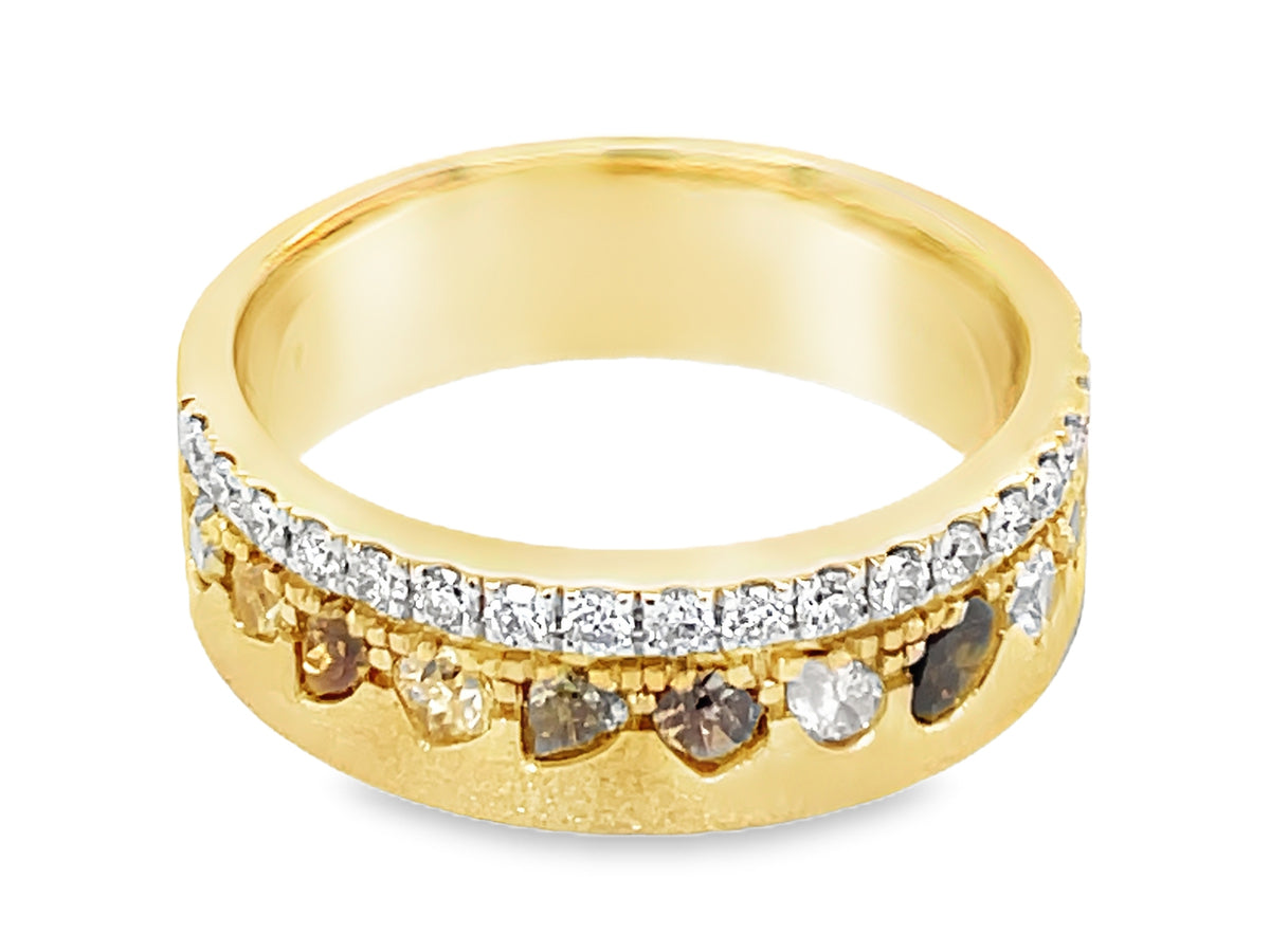 NATURAL FANCY COLOR & WHITE DIAMOND RING, 6MM, SATIN FINISH