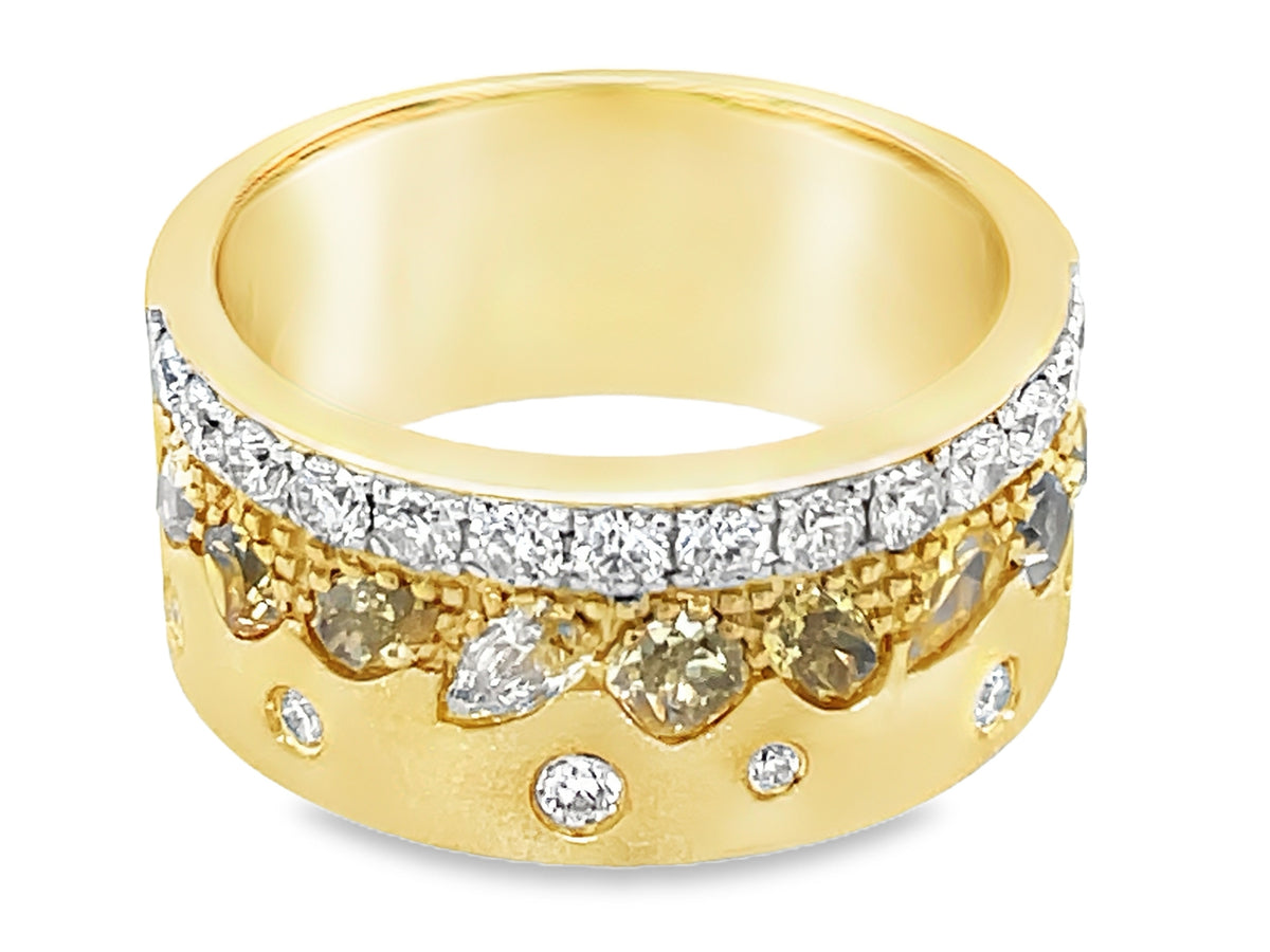 Natural Fancy Color White Diamond Ring, 9mm, Satin Finish