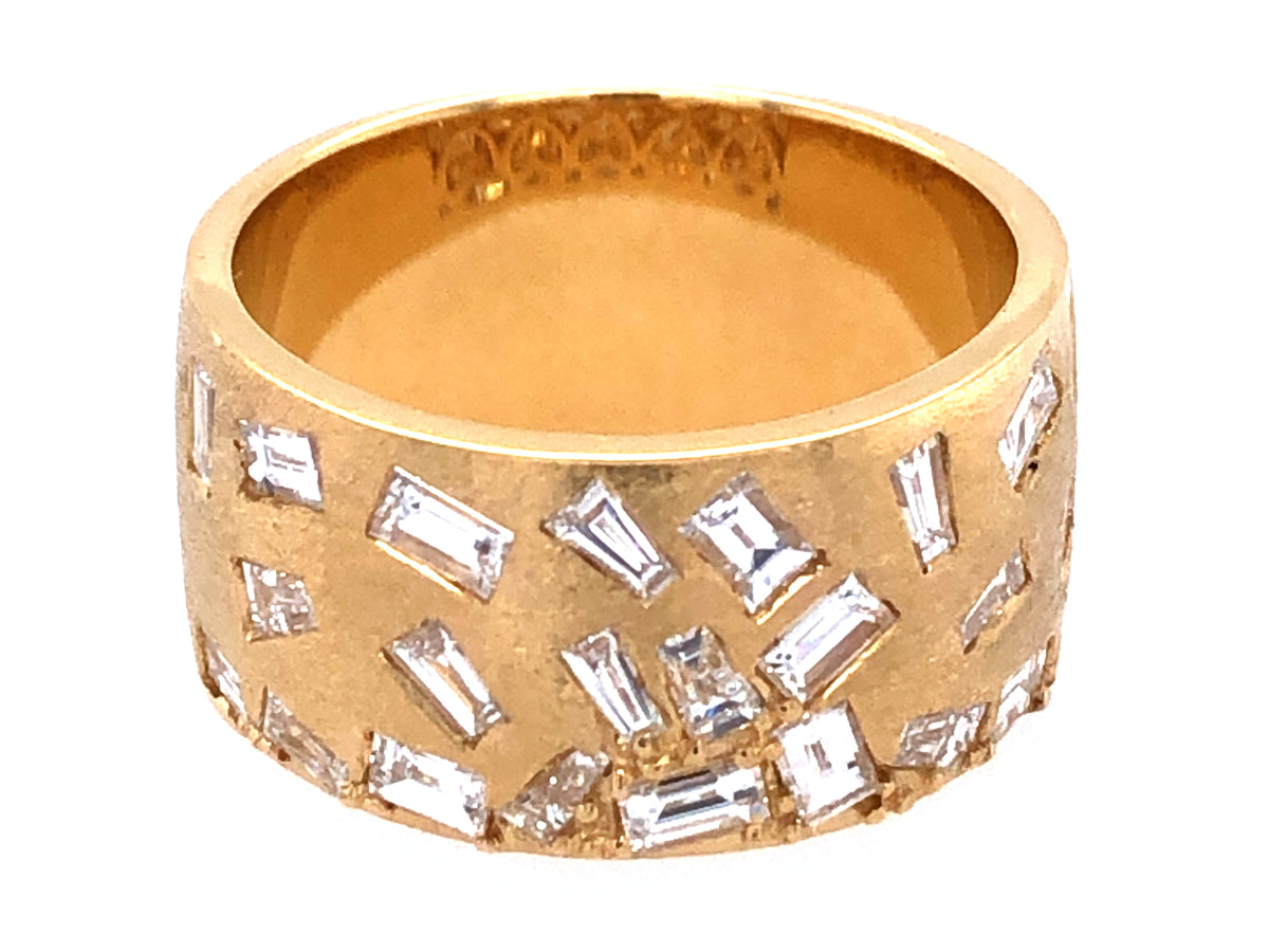 DIAMOND BAGUETTE CLUSTER CIGAR BAND, 10MM, RING, SATIN FINISH