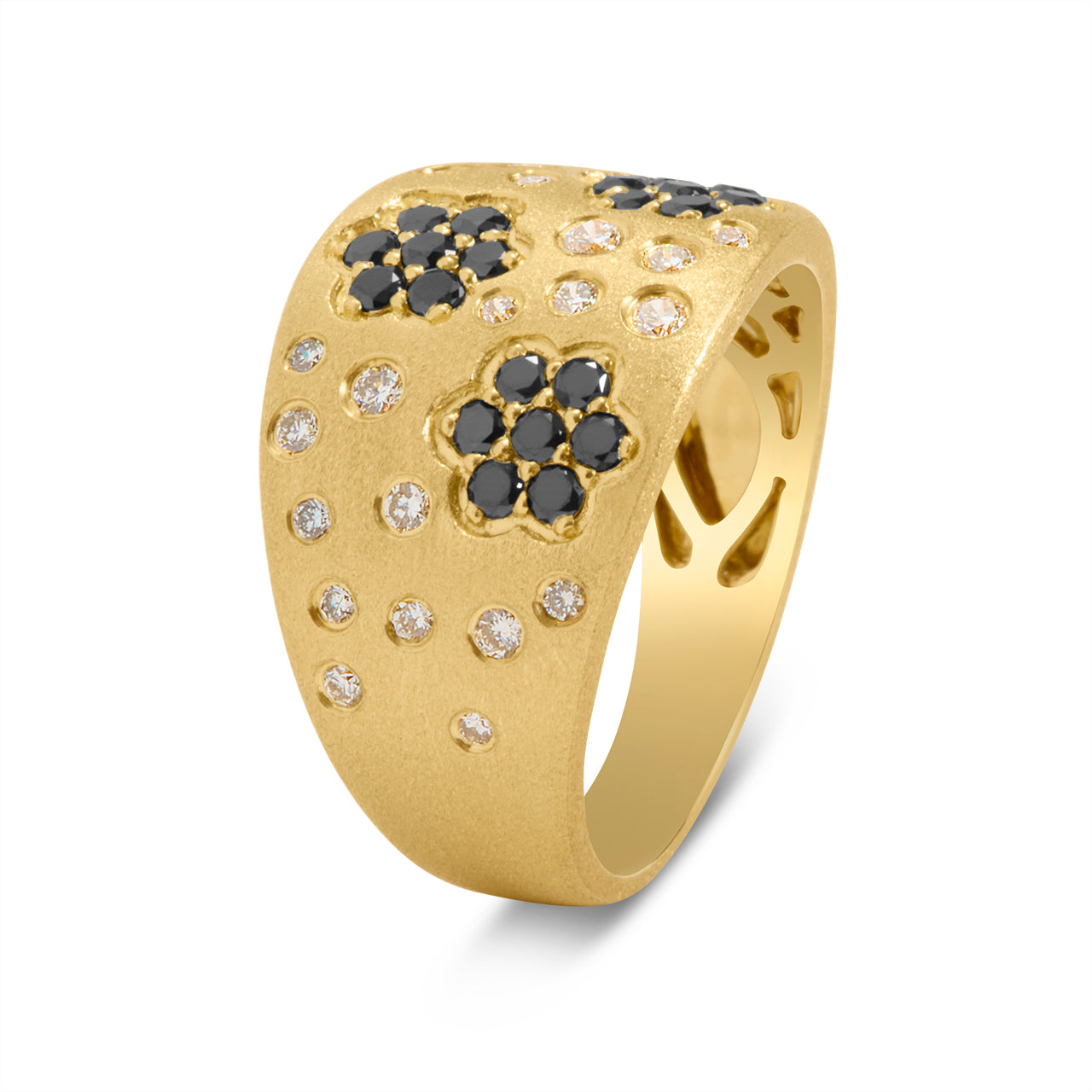 Black & White Diamond Flower Scatter Taper Band