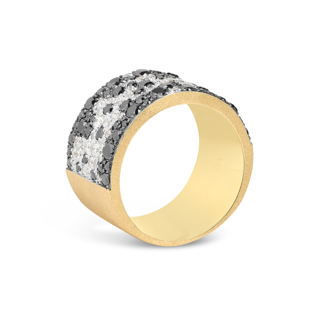Black & White Diamond Pave Confetti Wide Cigar Band