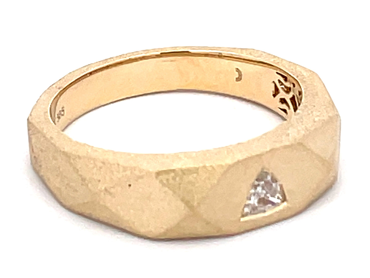 DIAMOND TRILLION FLUSH SET FACET RING, SATIN FINISH