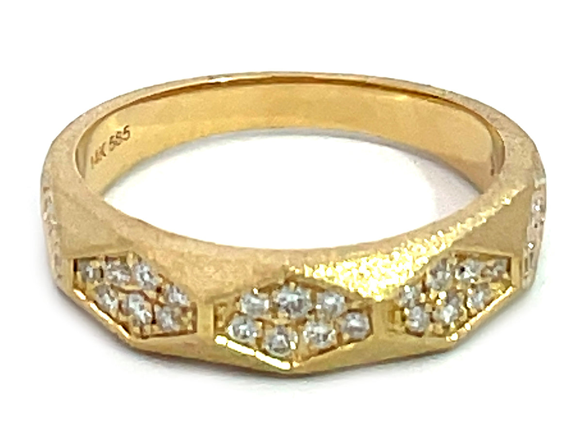 DIAMOND FACETED HEXAGON RING, 4.7MM, SATIN FINISH