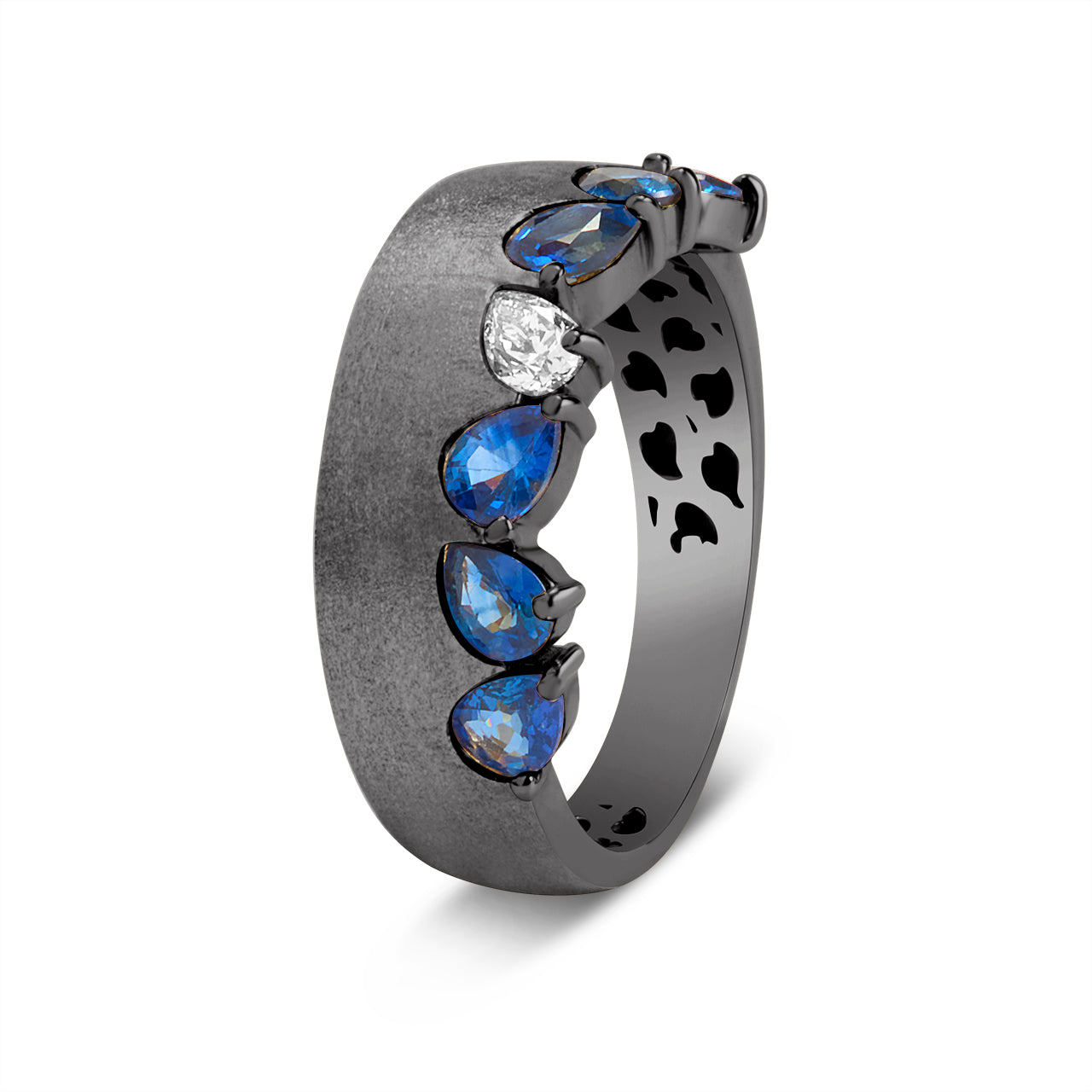 Sapphire & Diamond Pear Duet Band