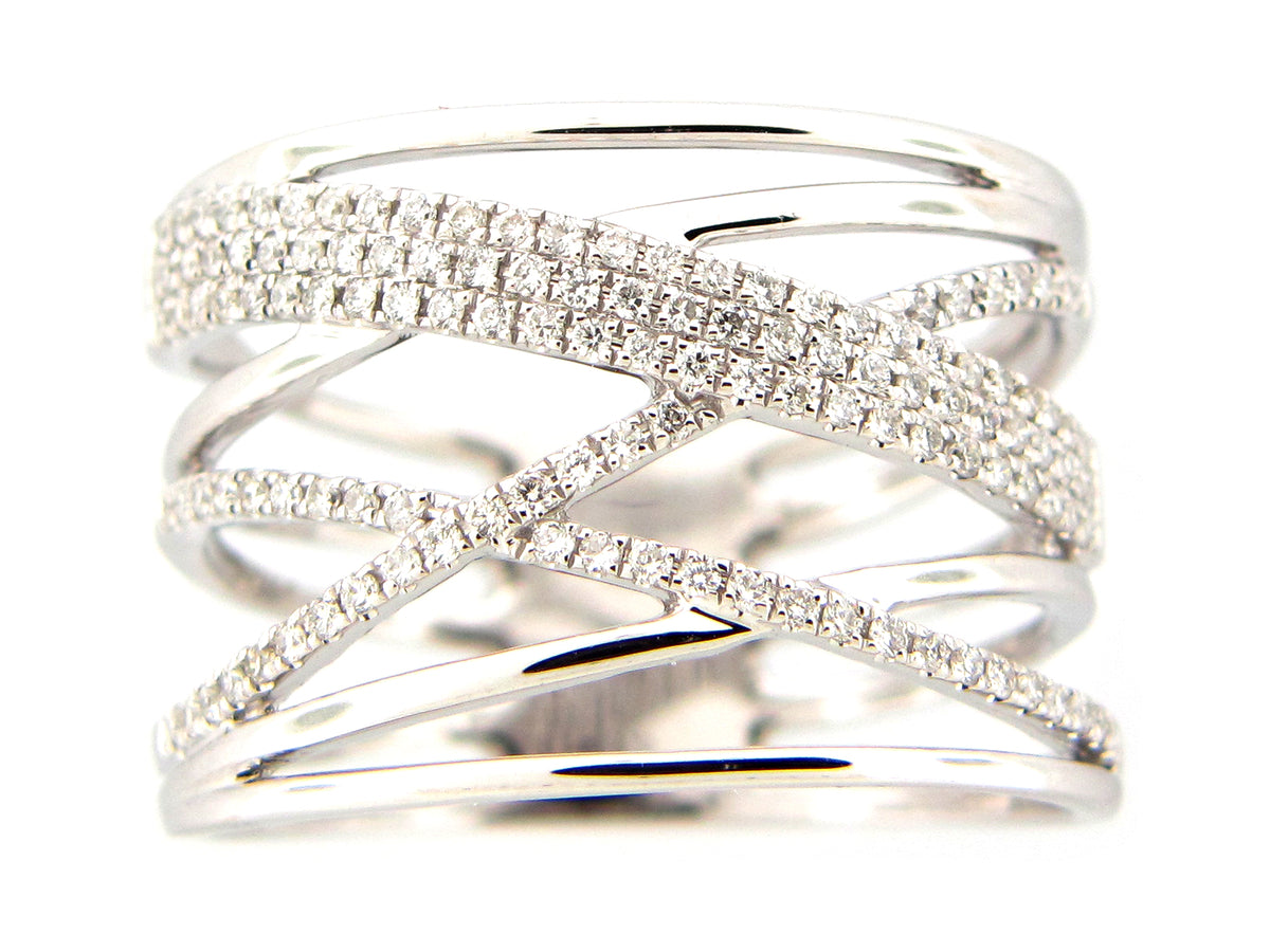 DIAMOND MULTI STRAND RING, 14KW (N)
