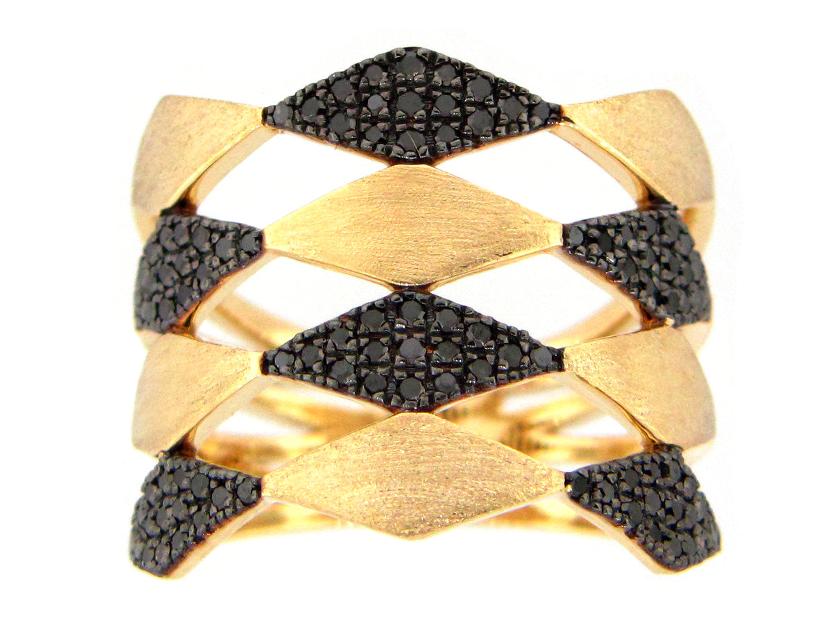BLACK DIAMOND RING, 14KY (N)