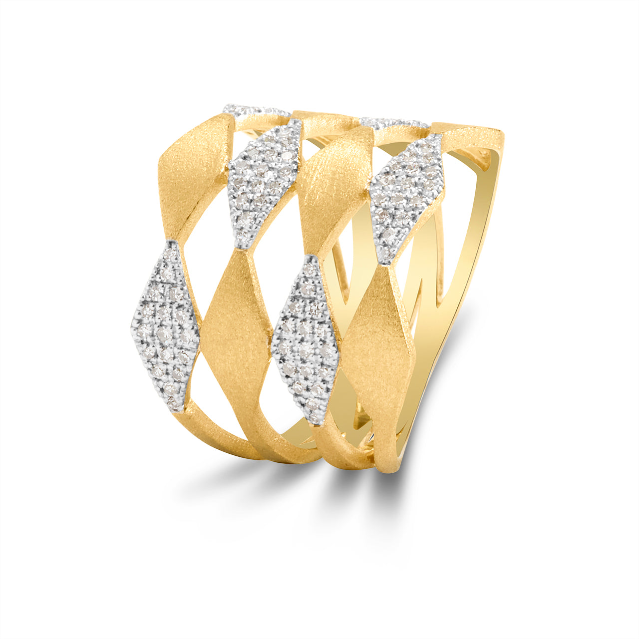 Diamond 4 Row Kite Ring