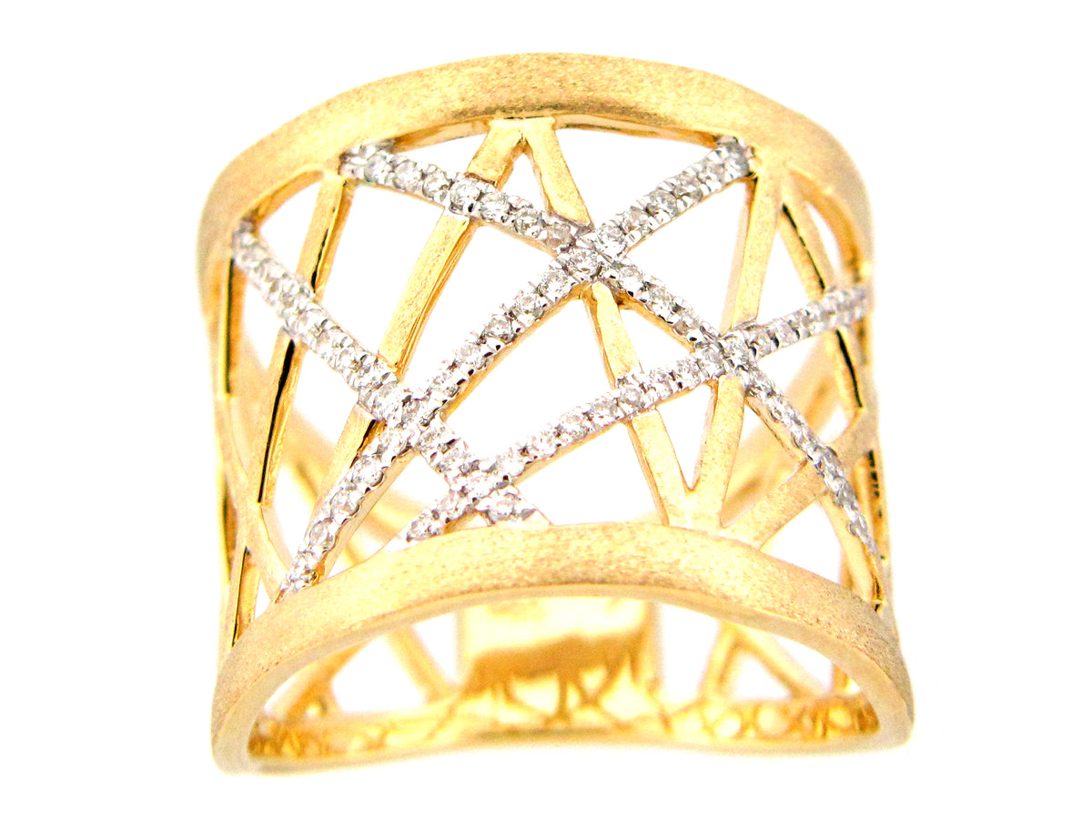 DIAMOND LATTICE RING, SATIN FINISH, 14KY (N)