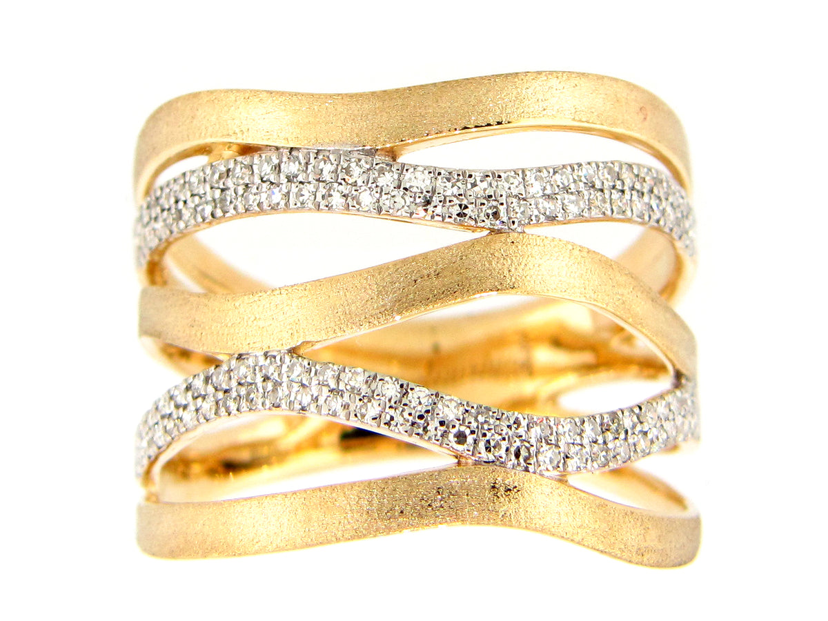 DIAMOND WAVE RING, SATIN FINISH, 14KY (N)