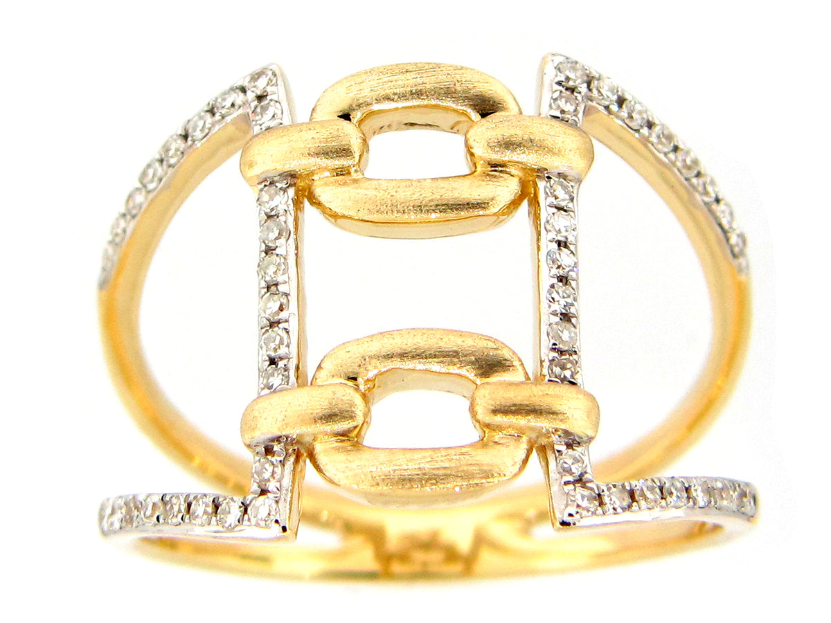 DIAMOND SPLIT LINK RING, 14KY (N)