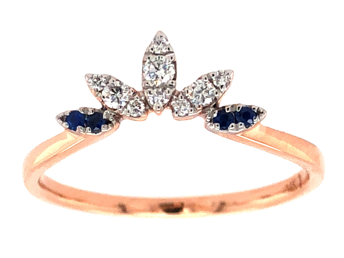 SAPPHIRE & DIAMOND CROWN RING, 5MM