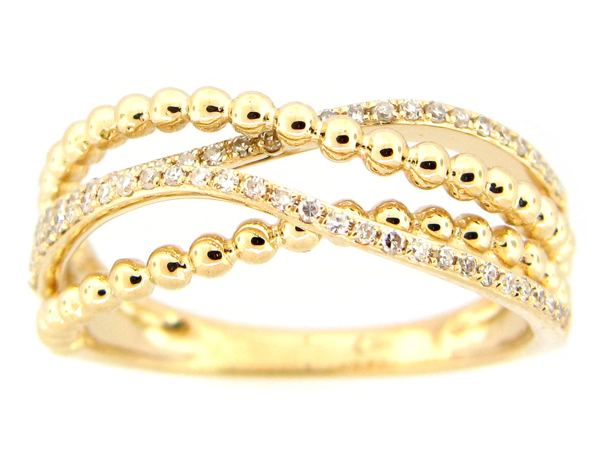 DIAMOND BEADED RING, 14KY (N)