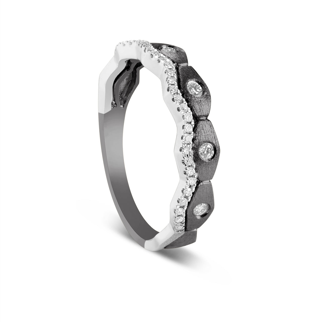 Diamond Geometric Wavy Duet Band